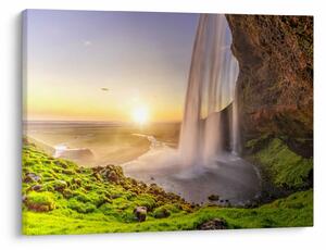 Obraz - Seljalandsfoss spoza vnútra jaskyne (70x50 cm)