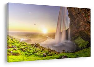Obraz - Seljalandsfoss spoza vnútra jaskyne (90x60 cm)
