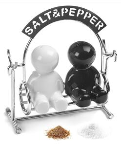 Soľnička a korenička so stojanom Salt & Pepper – Balvi
