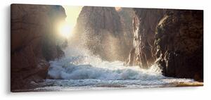 Obraz - Skaly a vlny oceánu (120x50 cm)