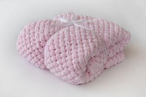 Deka Knittingly růžová Ručně pletená deka 130/170