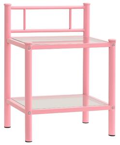 Nočný stolík ružový a priehľadný 45x34,5x60,5 cm kov a sklo