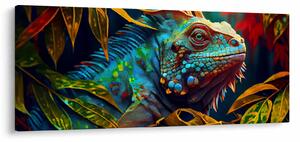 Obraz - Farebný leguán (120x50 cm)