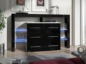 Mirjan24 Komoda Ravido I Plus, Farby: biela / čierny lesk 5902928070934