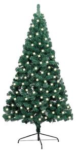 Osvetlený umelý polovičný vianočný stromček+stojan 120 cm, PVC