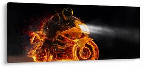 Obraz - Motorkár s plameňmi (120x50 cm)