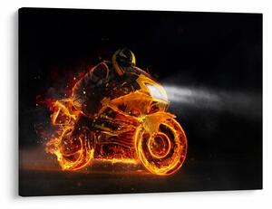 Obraz - Motorkár s plameňmi (70x50 cm)