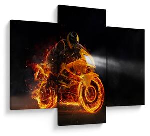 Obraz - Motorkár s plameňmi (90x60 cm)