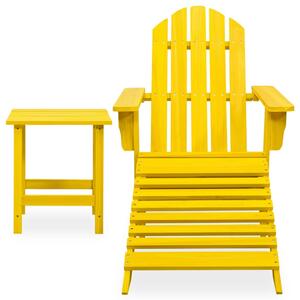 Záhradná stolička Adirondack s otomanom a stolíkom jedľa žltá