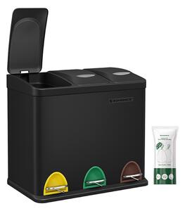 Kôš na separovanie odpadu SORT 24l (3x8l), čierna SongmicsHome