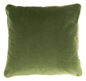 Zelený zamatový vankúš obšitý krúteným zlatým povrázkom Velvet - 45*10*45cm - Mars & More