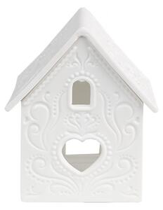 Biely porcelánový svietnik chalúpka House Fairy - 7*6*9 cm - Clayre & Eef