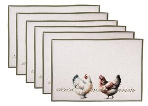 6ks béžové prestieranie so sliepočkami Barnyard Chicken - 48*35 cm - Clayre & Eef