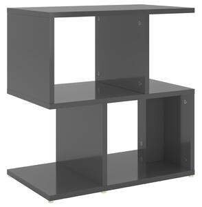 Nočný stolík, lesklý sivý 50x30x51,5 cm, kompozitné drevo