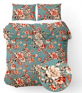 Ervi bavlnené obliečky - kvety na tyrkysovom