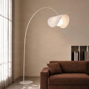 Lucande LED oblúkové svietidlo Tamani, béžové, 220 cm, stmievateľné, Krémová / jantárovo žltá, Obývacia izba / jedáleň, Textil / látka / hodváb, Dizajn, Oblúková stojaca lampa