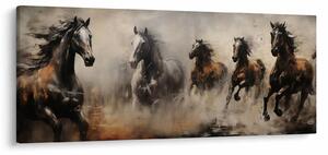 Obraz - Olejomaľba koní (120x50 cm)