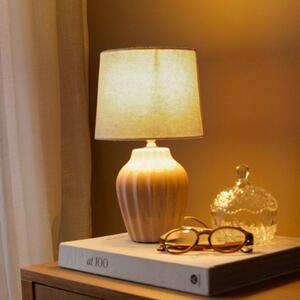PR Home Stolová lampa Lyon, ružová/béžová, výška 32 cm, keramika/ľan, Fialová / ružová, Chodba, Keramický, Škandinávsky, Stojacie svietidlo