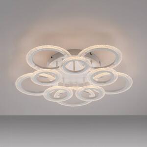 JUST LIGHT. GmbH Stropné LED svetlo Crystallo, okrúhle, biele, železo, 3 000 K, Biela / opálová, Obývacia izba / jedáleň, kov, Moderný, Stropné svetlo