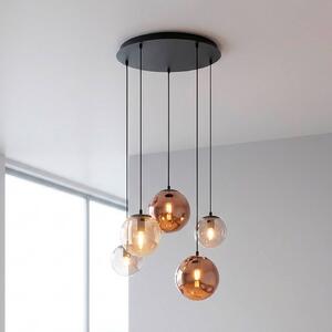 JUST LIGHT. GmbH Závesné svietidlo Shiny, 5-pl., okrúhle, viacfarebné, sklo, E14, Viacfarebné, Obývacia izba / jedáleň, Sklo, Závesné svietidlo