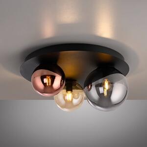 JUST LIGHT. GmbH Stropné svietidlo Shiny, 3-pl., okrúhle, viacfarebné, sklo, E14, Viacfarebné, Obývacia izba / jedáleň, Sklo, Stropné svetlo