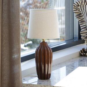 PR Home Stolová lampa Lyon, hnedá/béžová, výška 39 cm, keramika/ľan, Hnedá / hrdzavá, Chodba, Keramický, Škandinávsky, Stojacie svietidlo