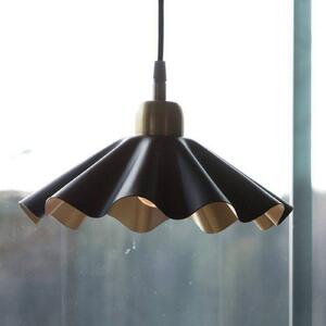 PR Home Závesné svietidlo Aira small, čierne/mosadzné, Ø 25 cm, zástrčka, Čierna, Obývacia izba / jedáleň, kov, Vintage, Závesné svietidlo