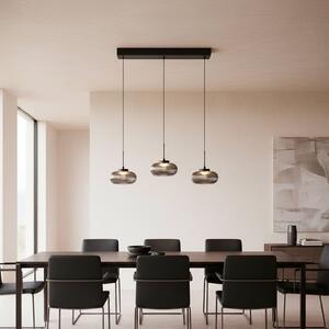 JUST LIGHT. GmbH LED závesné svietidlo Noctis, 3-pl., dymovo šedá, sklo, stmievateľné, 3 000 K, Hliník / sivá / zinok, Obývacia izba / jedáleň, Sklo, Moderný, Závesné svietidlo