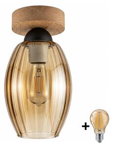 BRILAGI - LED Stropné svietidlo R GLASS 1xE27/60W/230V pr. 17cm dub/dymovo-béžová