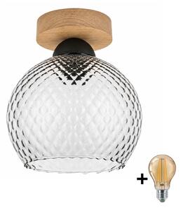 BRILAGI - LED stropné svietidlo R GLASS 1xE27/60W/230V pr. 18 cm dub/dymovo sivá