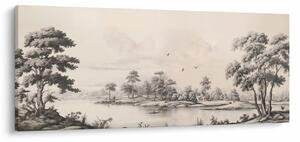 Obraz - Vintage kresba krajiny (120x50 cm)