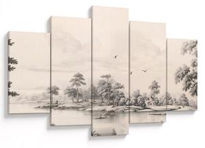 Obraz - Vintage kresba krajiny (150x105 cm)