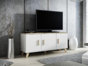 Mirjan24 TV skrinka Sanna 150 3D, Farby: briliantovo biela matná / dub sonoma 5902928126457
