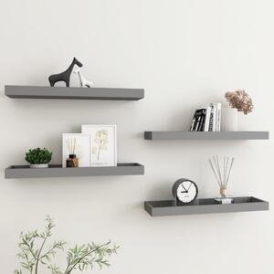 Terasové nástenné police 4 ks sivé 60x15x4 cm MDF