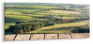 Obraz - Drevená polica s krajinou (120x50 cm)