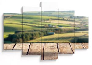Obraz - Drevená polica s krajinou (150x105 cm)