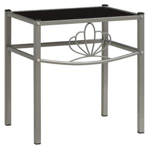 Nočný stolík sivý a čierny 42,5x33x44,5 cm kov a sklo