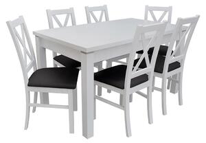 Mirjan24 Stôl so stoličkami pre 6 osôb - RK099, Morenie: biela, Dostupné poťahy: ekokoža Soft 018 5903211131318