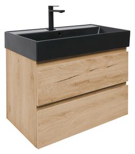 Kúpeľňová skrinka 2 zásuvky s umývadlom SAT B-Way 79x50x45 cm dub matný BWAY280OAKU2B2B