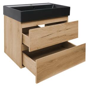 Kúpeľňová skrinka 2 zásuvky s umývadlom SAT B-Way 79x50x45 cm dub matný BWAY280OAKU2BB