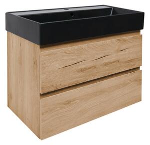 Kúpeľňová skrinka s umývadlom SAT B-Way 79x50x45 cm dub mat BWAY80OAKU4B