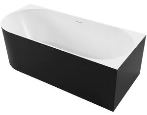 CERANO - Vaňa akrylátová Bianco - voľne stojaca - asymetrická - pravá - čierna matná/biela lesklá - 170x79x60 cm