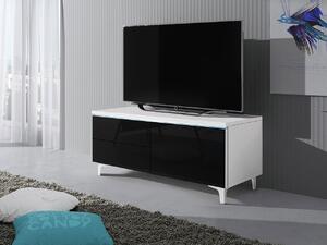Mirjan24 TV stolík Cleo XI-W P, Farby: biela / čierny lesk 5902928369151