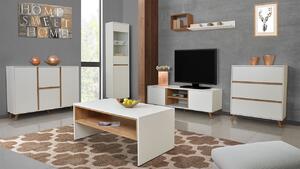 Mirjan24 Nábytok do obývacej izby Wilec, Farby: biela / biela + dub craft zlatý 5902928261073
