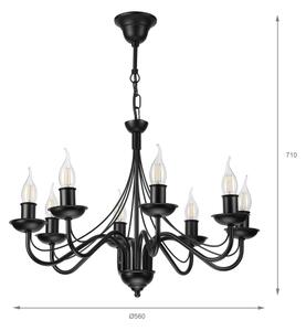 Luster na reťazi ANTON 8xE14/60W/230V čierna