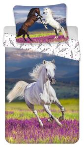 DETSKÉ BAVLNENÉ OBLIEČKY HORSES 140X200 CM, 1KS 70X90 CM VZOROVANÉ