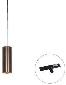 Dizajnová závesná lampa tmavobronzová vrátane 1-fázového koľajnicového adaptéra - Slimline Tubo