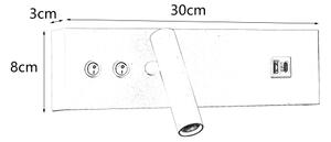 Brilagi-LED Nástenné bodové svietidlo s USB portom NOCTIS LED/3W/230V+LED/9W čierne