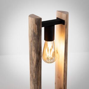 Stolová lampa z guľatiny vyrobená z dreva