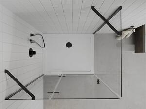 Mexen Roma, sprchovací kút s 1-krídlovými dverami 70 (dvere) x 110 (stena) cm, 6mm číre sklo, čierny profil, slim sprchová vanička 5cm biela s čiernym sifónom, 854-070-110-70-00-4010B